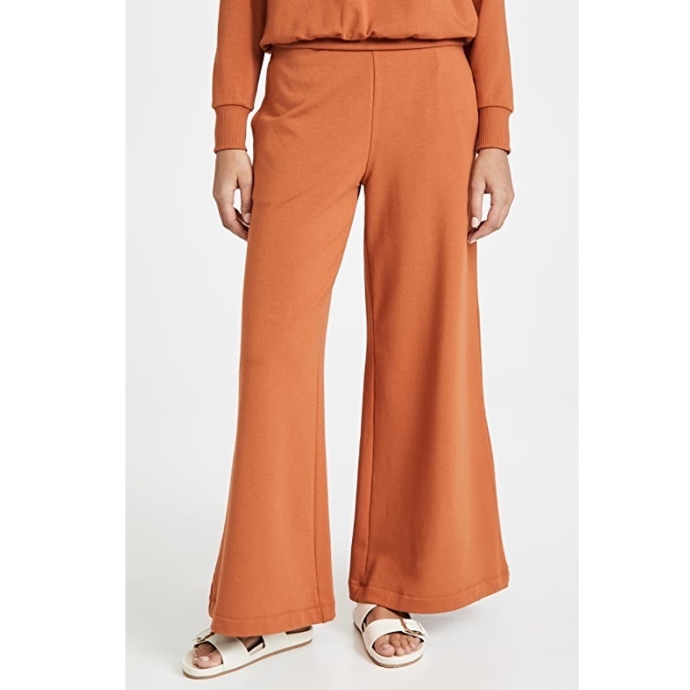 L’AGENCE wide leg sweatpants Campbell high rise rust orange medium Shopbop pants